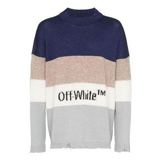 Off-white MultIcolor Wool Sweater Splicing Round Neck OMHE016E19E370323010
