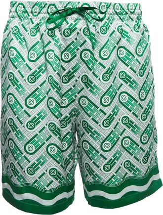 Casablanca Zwembroek met geometrisch patroon - Groen