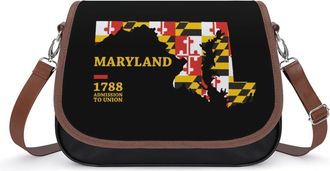 Generic Maryland Map Flag Womens Crossbody Bag Fashion Shoulder Handbags Message Tote Bag with Adjustable Strap