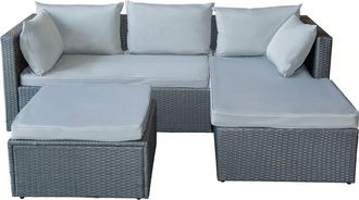 Habitat et Jardin Habitat Et Jardin - Mobile da giardino basso in resina intrecciata Diya 3 posti - Grigio