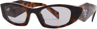Prada Narrow Oval-frame Sunglasses - Brown Brown - One Size