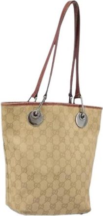 Gucci Pre-owned Canvas Bucket Bag - Dames - Vintage Tas - Beige - ONE Size - Vintage