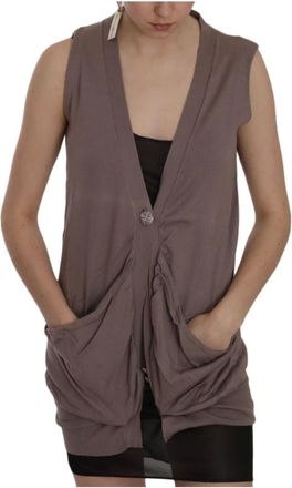 Pink Memories Cardigans, female, Brown, Size: 2XS Sleeveless Cardigan Top