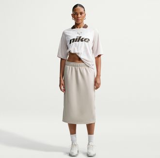 Nike Womens Nike Sportswear Loose Midi Track Skirt in Brown | IO3378-236