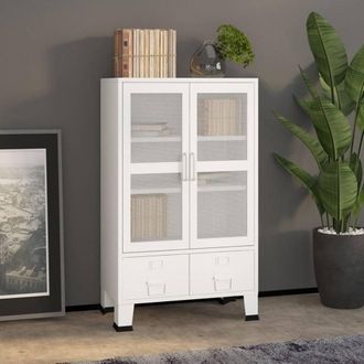 Berkfield Home Industrial Storage Chest White Metal
