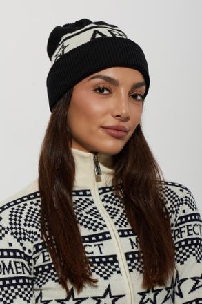 Perfect Moment Wool Beanie With Pompom, Unisex, Black