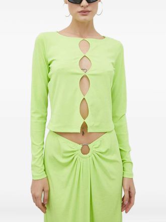 Résumé Top a maniche lunghe con inserti - Verde