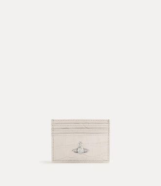 Vivienne Westwood Flat Card Holder Emboss Croc Leather Pearl-white One Size Women