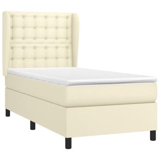 vidaXL Cama Box Spring Con Colch&oacute;n Cuero Sint&eacute;tico Crema 90x190 Cm Vidaxl