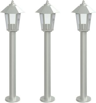 vidaXL Lámparas de suelo de exterior 3 unidades acero inoxidable 80 cm vidaXL
