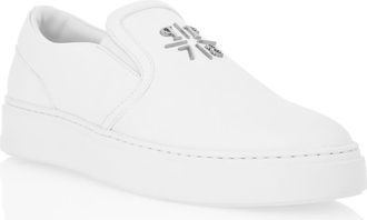 Philipp Plein Nappa Leather Slip On Triangle Unisex in White at Nordstrom, Size 46