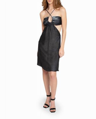Nicole Miller Garment Dyed Cut Out Mini Dress In Nm Black