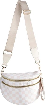 Generic Women Checkered Crossbody Bags Bum Handbag, Durable Strap Roomy Versatile Mom-Friendly Diaper Bag with Different Pockets (Beige Checkered 01)