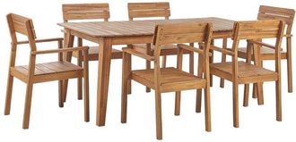 Beliani Rustic 6 Seater Garden Dining Set Outdoor Table 180 x 90 cm Chairs Fornelli
