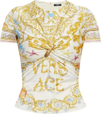 Versace Top con spilla da balia - Bianco