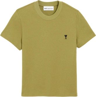 Ami (WMNS) AMI Army Army de Heart Crop T-shirt Green FTS347-724-A035