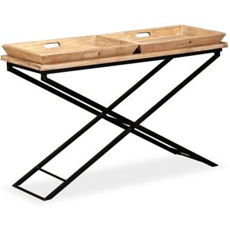 vidaXL Mesa Consola De Madera De Mango Maciza 130x40x80 Cm Vidaxl