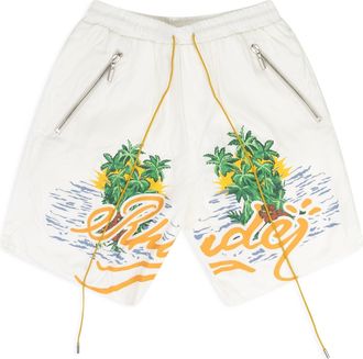 Rhude White Palms Logo Short