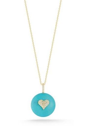 Sphera Milano Cubic Zirconia & Synthetic Turquoise Disc Pendant Necklace in Gold at Nordstrom Rack
