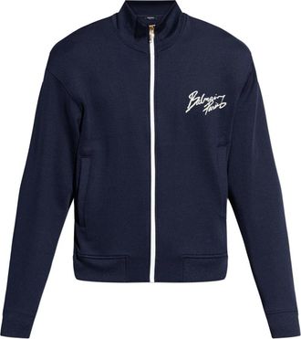 Balmain Logo Sweatshirt - Heren - Vesten met rits - Blauw - 2XL - Leer - Hoodies & sweatvesten