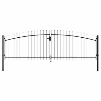 Berkfield Home Double Door Fence Gate with Spear Top 400x175 cm in Black