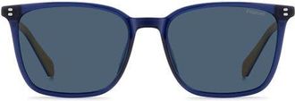 Polaroid 55mm Polarized Rectangular Sunglasses in Blue/Blue at Nordstrom