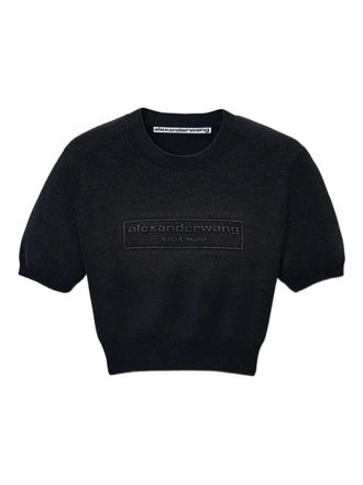 Alexander Wang Cotton-Blend Chenille Cropped Pullover With Logo