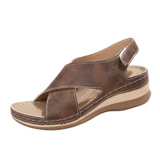 Generic Wedge Sandal For Women Summer All-Day Comfortable Sandals Ergonomic Design Wedge Toe Sandals Mitigate Foot Fatigue Functional Shoes Adjustable Back An