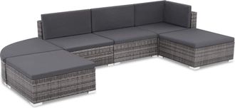 vidaXL Vidaxl - Set De Muebles De Jard&iacute;n 6 Pzas Y Cojines Rat&aacute;n Sint&eacute;tico Gris
