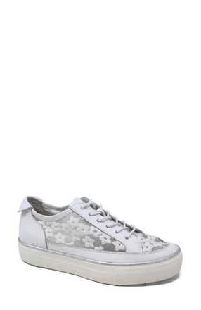 Django & Juliette Faders Breathable Mesh Sneaker in White-White Leather Flowers at Nordstrom, Size 38