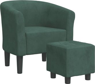 vidaXL Vidaxl Poltrona Cabriolet Con Poggiapiedi Verde Scuro In Velluto