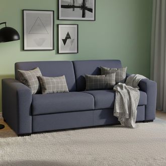 Dmora Sofa Cama Dababo, Sof&aacute; De 2 Plazas, 100% Made In Italy, Sof&aacute; De Sal&oacute;n Con Apertura Giratoria, En Tela Acolchada, Con Reposabrazos Delgados, Cm 160x95h