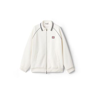 Miu Miu Bonded Cotton Piqu&eacute; Blouson Jacket, Woman, White, Size 36