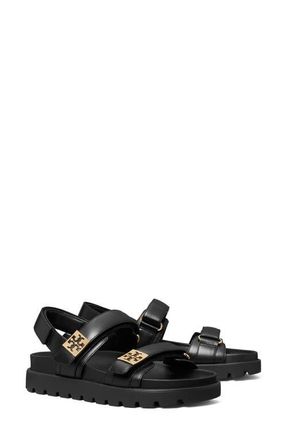 Tory Burch Mellow Sport Sandal in Perfect Black /Gold at Nordstrom, Size 9.5