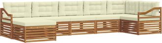 vidaXL Conjunto De Sof&aacute;s De Exterior 7 Uds. Natural Y Crema Vidaxl