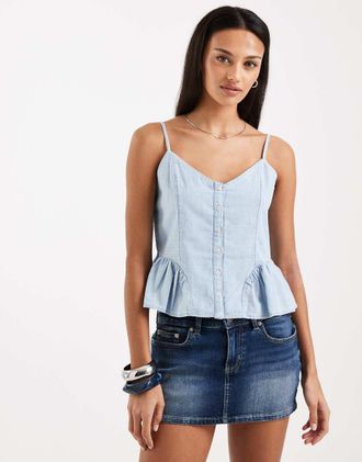 Levi's Canottiera blu a fiori con bottoni