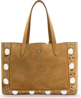 Valentino Garavani Suede Shopping Bag With Metal Logo