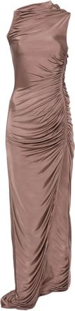 Rick Owens Abito lungo con ruches - Marrone