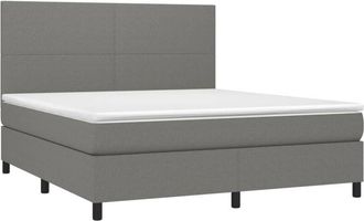 vidaXL Vidaxl - Cama Box Spring Colch&oacute;n Y Luces Led Tela Gris Oscuro 180x200 Cm