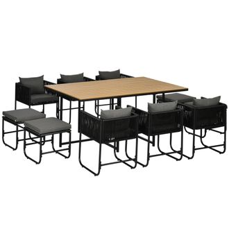 OUTSUNNY Rattan Dining Set - Garden Table & Chair Sets w/ Space-saving Design | TJ Hughes