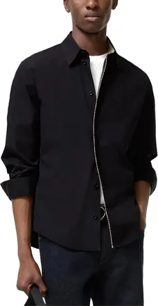 Burberry Cotton Poplin with Check Trim Shirt - Black