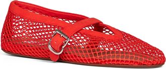 Alaia Womens Ballet Flats Red Fishnet Suede Polyamide Ballerina Shoes