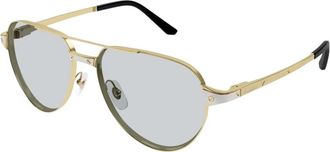Cartier Ct 0425S Zonnebril - Heren - Zonnebrillen - Geel - 59 MM - Accessoires