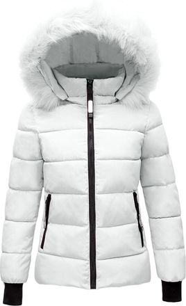 Generic Winter Coats for Women UK Quilted Down Puffer Coat Waterproof Jacket With Fuffly Hood Autumn Trench Coat Outwear Warm Short Lightweight Transition Thi