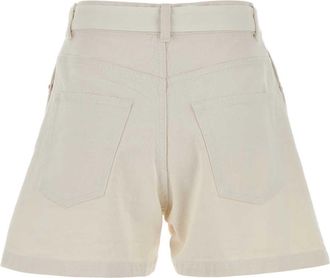 sacai Womens White Polyester And Denim Shorts Offwhite