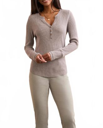 Tribal Henley Long Sleeve Top In Grey