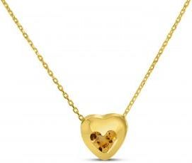 Allurez Heart Citrine Bezel Pendant Necklace 14K Yellow Gold (0.25ct)