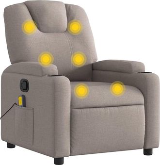 vidaXL Sill&oacute;n De Masaje Reclinable De Tela Gris Taup&eacute; Vidaxl
