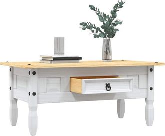 vidaXL Tavolino Caffé Pino Messicano Corona Range Bianco 100x55x44 cm - Vidaxl