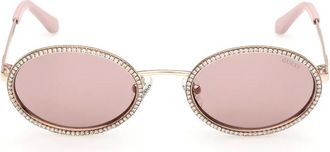 Guess Oval Sunglasses - female - Guess - Sunglasses - Yellow - 52 MM - Accessories
